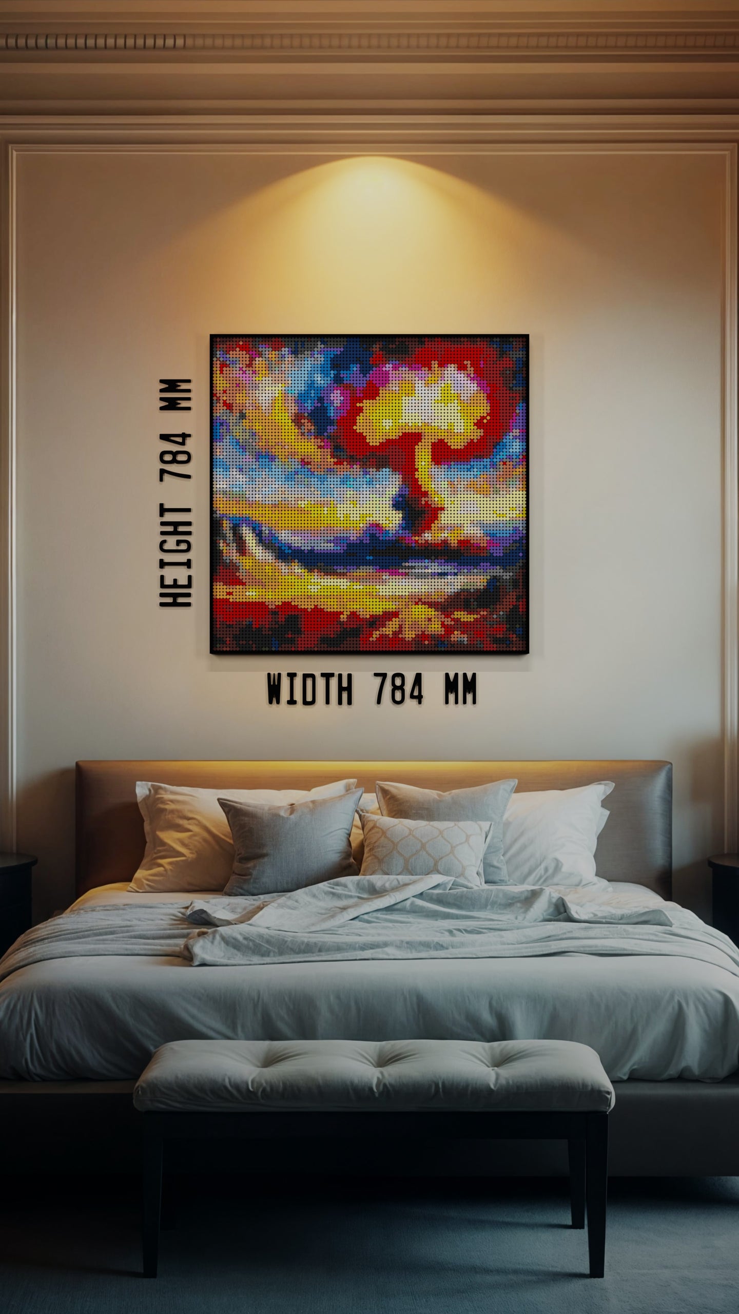 Shelter Bound LEGO® Style mosaic wall art made from colorful plastic bricks